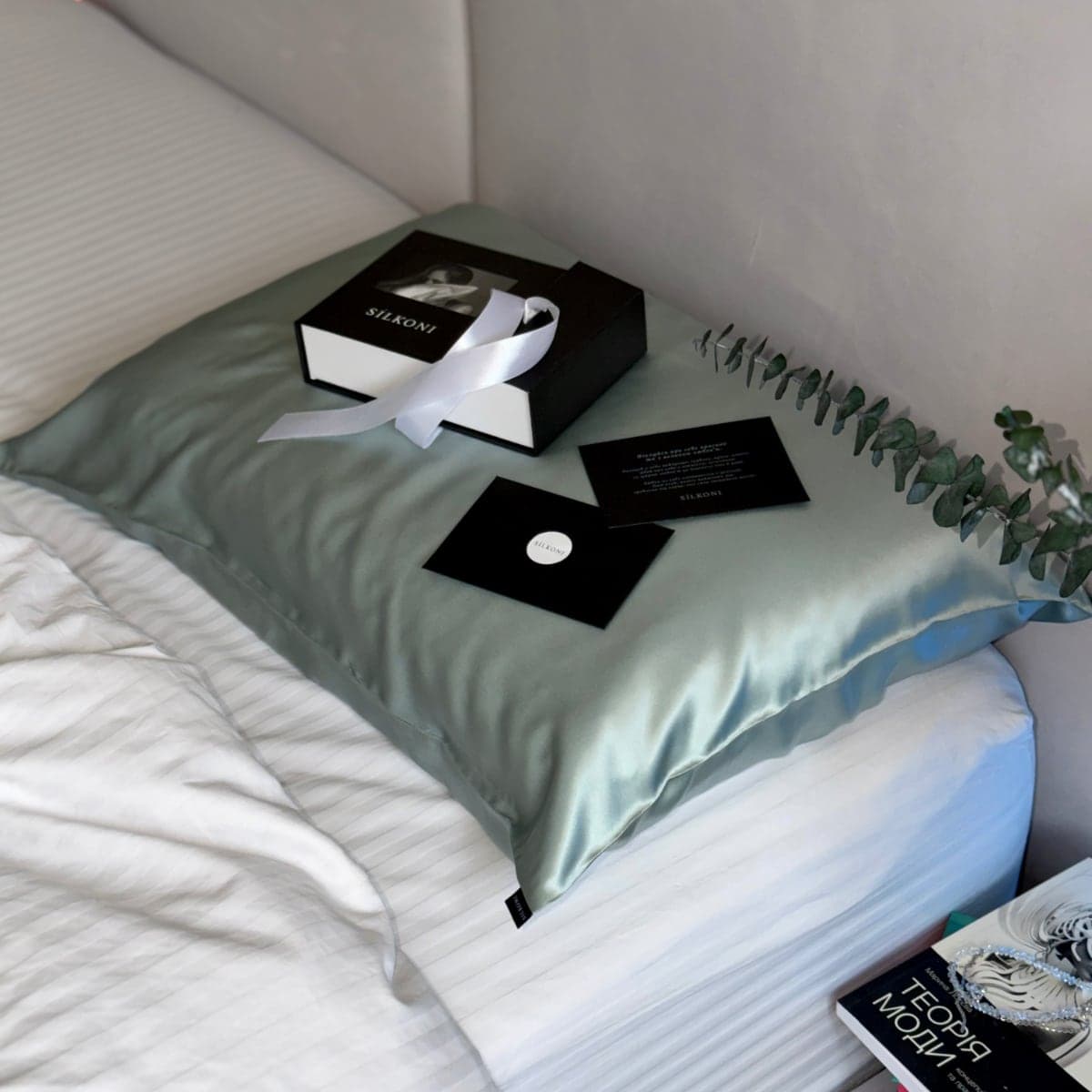 SILKONI Шовкова наволочка Mulberry, світло-блакитний - 2